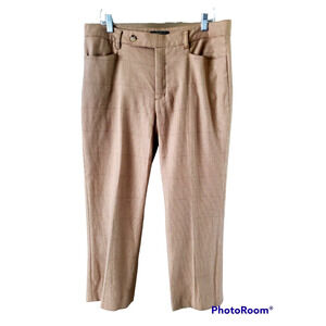 Lauren Ralph Lauren Adelle Tan Houndstooth Trousers Pants Cotton Stretch Sz 14